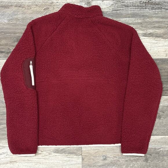 Under Armour UA Sherpa Fleece Red Womens L Teddy Pullover 1/4 Zip Comfort Jacket - Picture 3 of 9